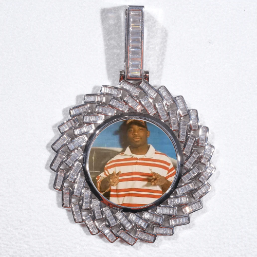 Large 3D Baguette Custom Picture Pendant