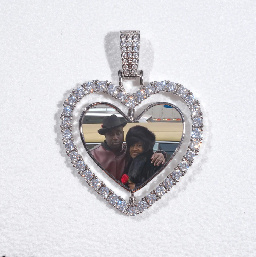 3D Spinning 2-Faced Heart Custom Picture Pendant
