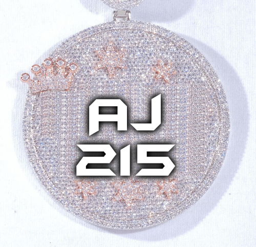 CUSTOM LETTER NECKLACE 3D BIG CROWN DISC