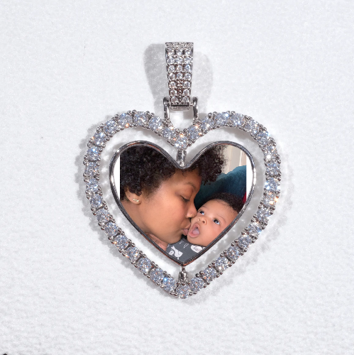 3D Spinning 2-Faced Heart Custom Picture Pendant