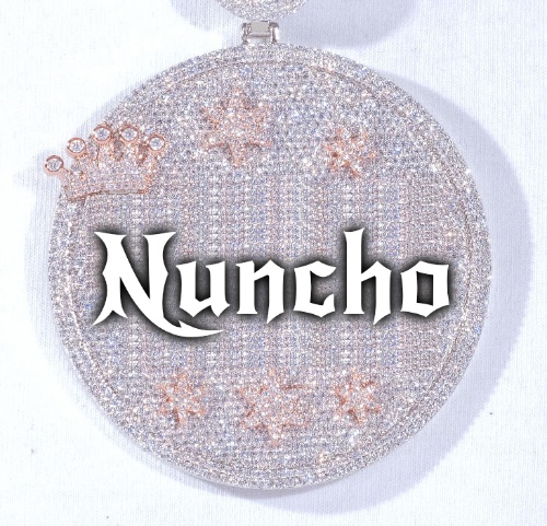 CUSTOM LETTER NECKLACE 3D BIG CROWN DISC