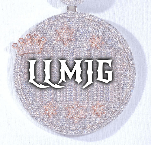 CUSTOM LETTER NECKLACE 3D BIG CROWN DISC