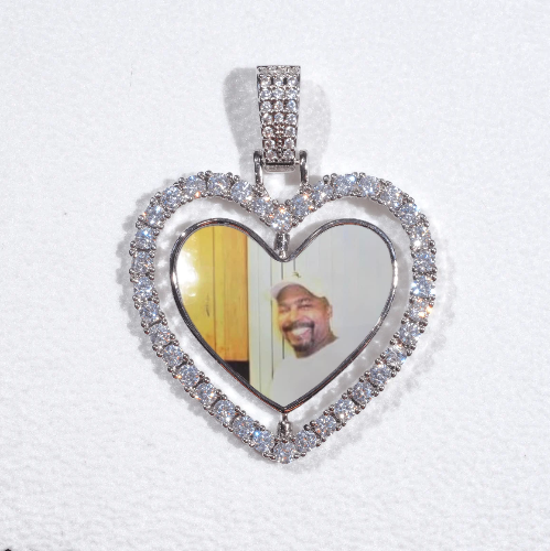 3D Spinning 2-Faced Heart Custom Picture Pendant