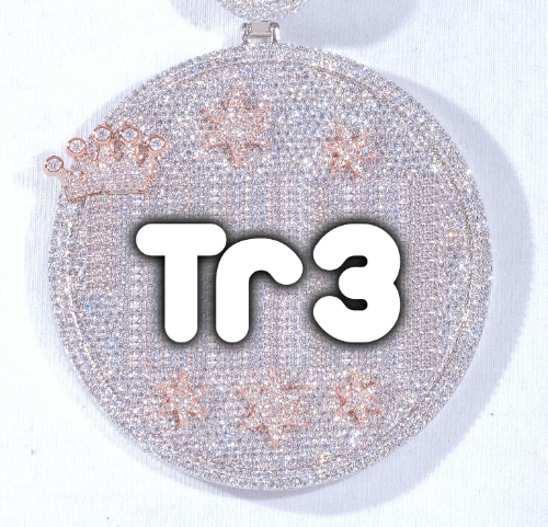 CUSTOM LETTER NECKLACE 3D BIG CROWN DISC