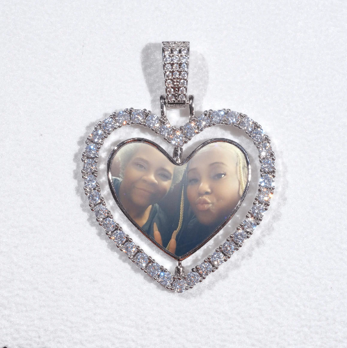 3D Spinning 2-Faced Heart Custom Picture Pendant
