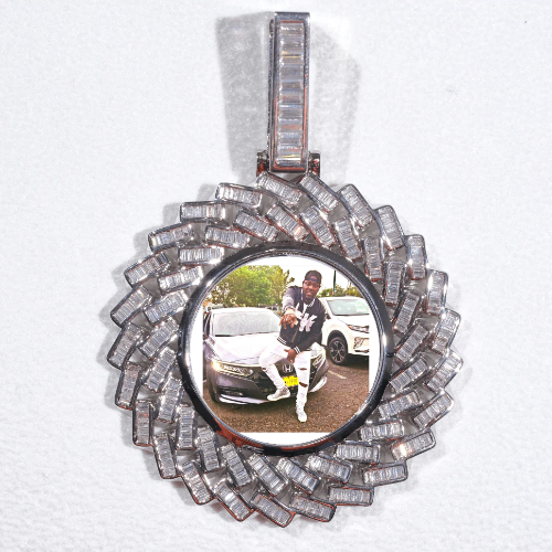 Large 3D Baguette Custom Picture Pendant