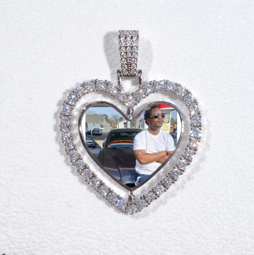 3D Spinning 2-Faced Heart Custom Picture Pendant
