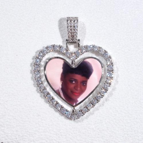 3D Spinning 2-Faced Heart Custom Picture Pendant