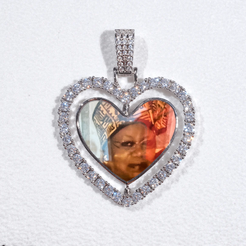3D Spinning 2-Faced Heart Custom Picture Pendant
