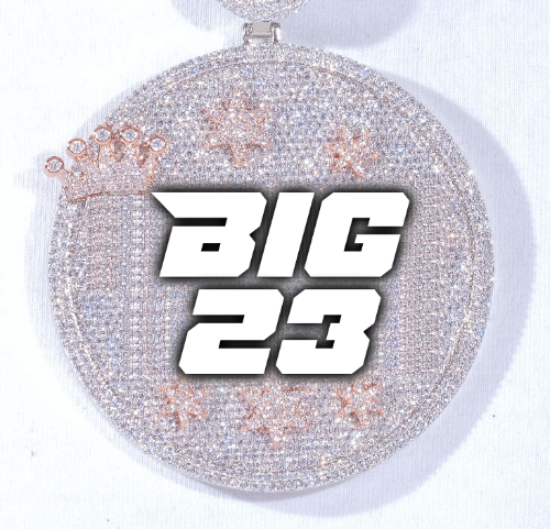 CUSTOM LETTER NECKLACE 3D BIG CROWN DISC