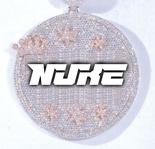 CUSTOM LETTER NECKLACE 3D BIG CROWN DISC