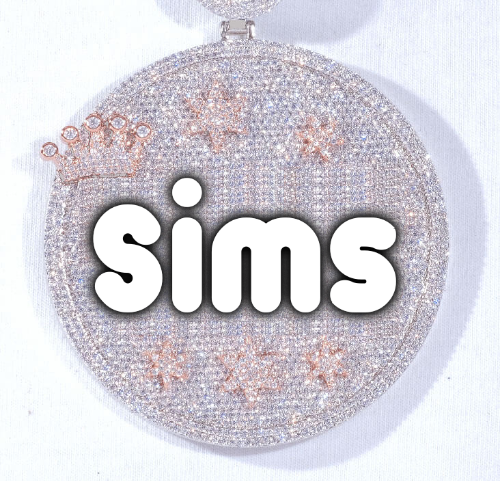 CUSTOM LETTER NECKLACE 3D BIG CROWN DISC