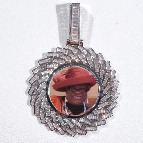 Large 3D Baguette Custom Picture Pendant