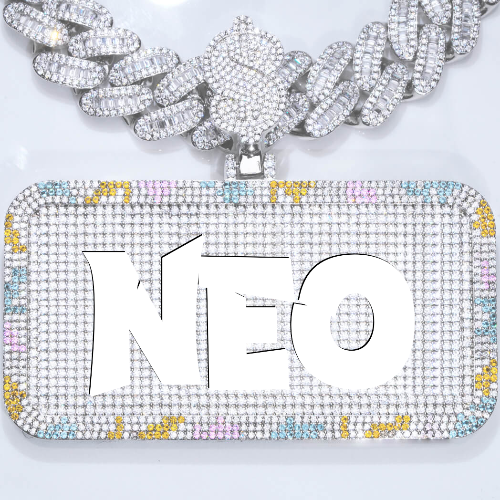 CUSTOM LETTER NECKLACE 3D COLORFUL SQUARE