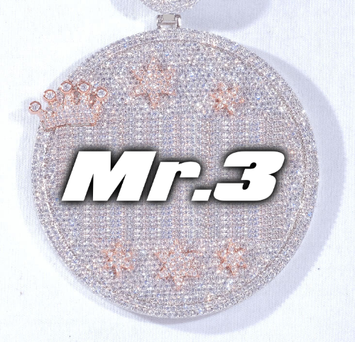 CUSTOM LETTER NECKLACE 3D BIG CROWN DISC