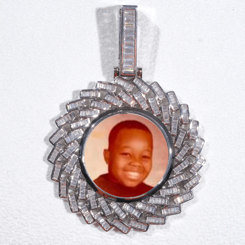 Large 3D Baguette Custom Picture Pendant