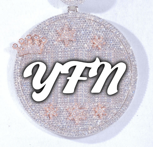 CUSTOM LETTER NECKLACE 3D BIG CROWN DISC