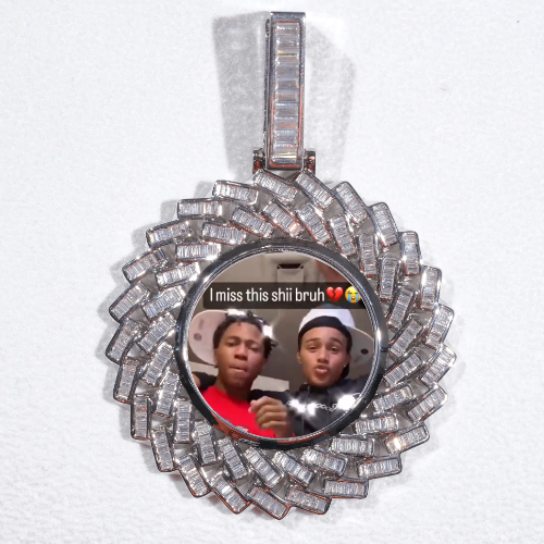 Large 3D Baguette Custom Picture Pendant