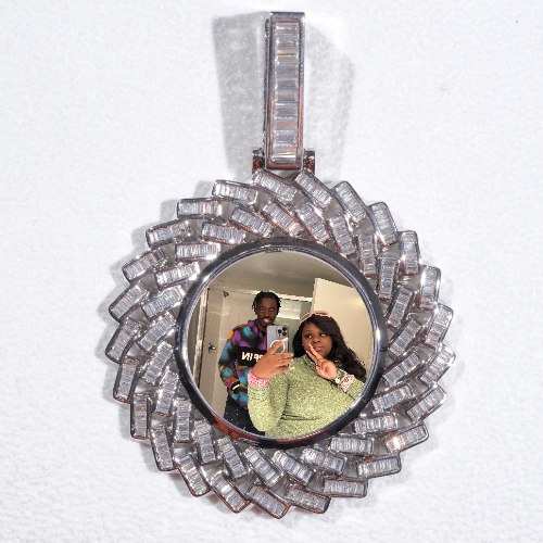 Large 3D Baguette Custom Picture Pendant