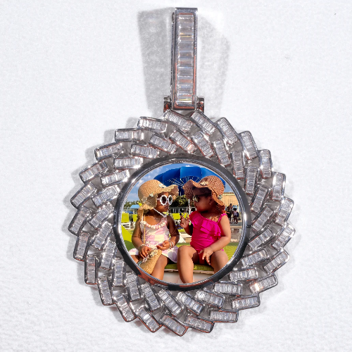Large 3D Baguette Custom Picture Pendant