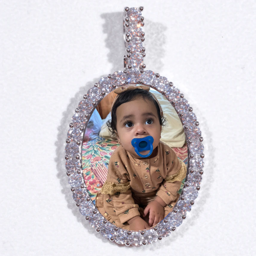 Large 3D Oval Custom Picture Pendant