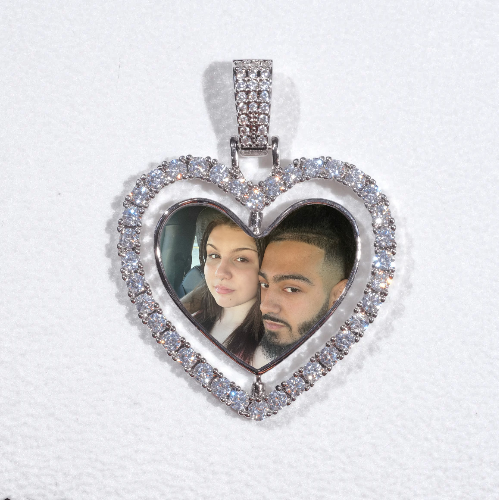 3D Spinning 2-Faced Heart Custom Picture Pendant