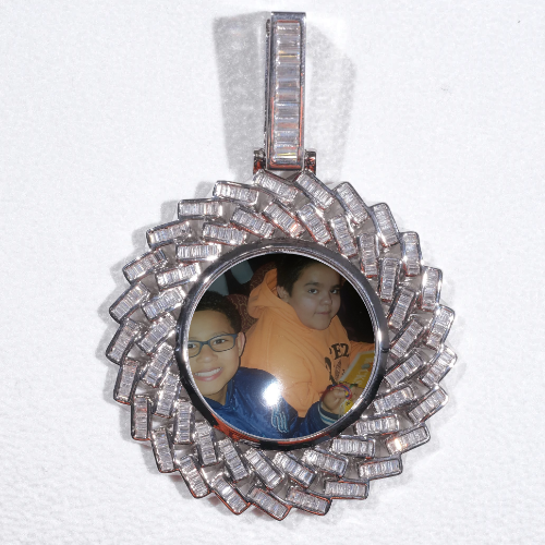 Large 3D Baguette Custom Picture Pendant