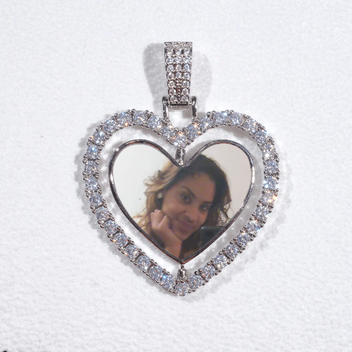 3D Spinning 2-Faced Heart Custom Picture Pendant