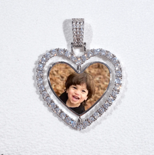 3D Spinning 2-Faced Heart Custom Picture Pendant