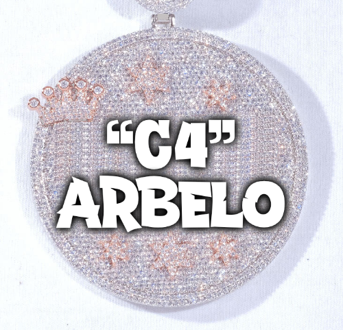 CUSTOM LETTER NECKLACE 3D BIG CROWN DISC