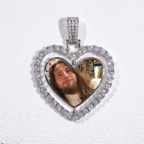 3D Spinning 2-Faced Heart Custom Picture Pendant
