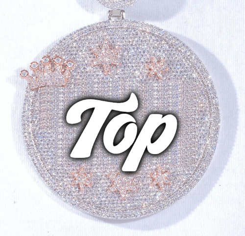 CUSTOM LETTER NECKLACE 3D BIG CROWN DISC