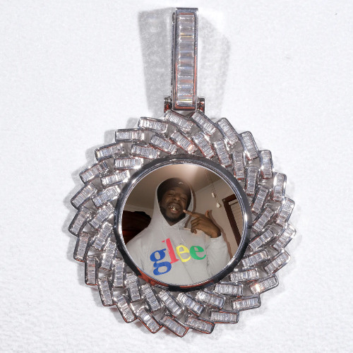 Large 3D Baguette Custom Picture Pendant
