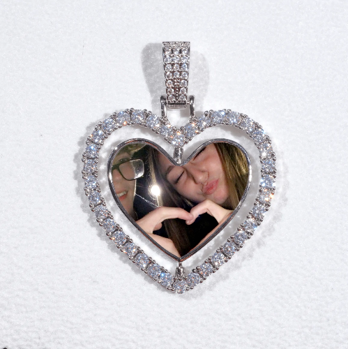 3D Spinning 2-Faced Heart Custom Picture Pendant