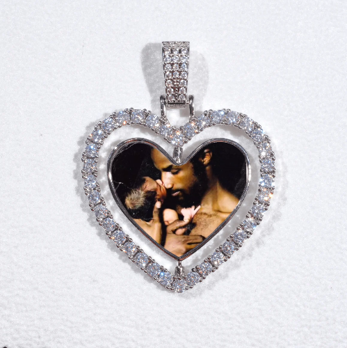 3D Spinning 2-Faced Heart Custom Picture Pendant