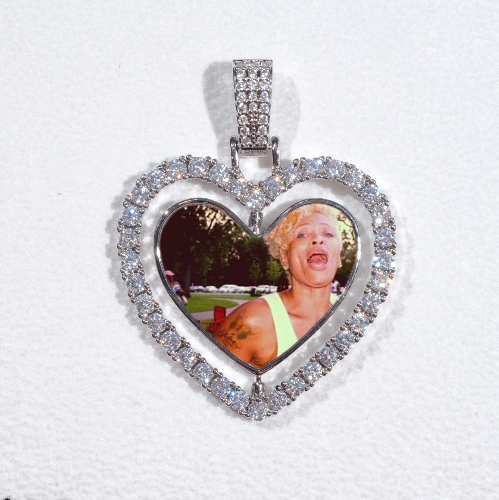 3D Spinning 2-Faced Heart Custom Picture Pendant