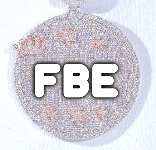 CUSTOM LETTER NECKLACE 3D BIG CROWN DISC