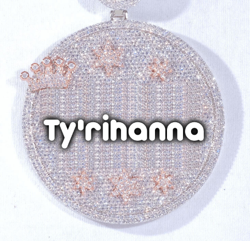 CUSTOM LETTER NECKLACE 3D BIG CROWN DISC