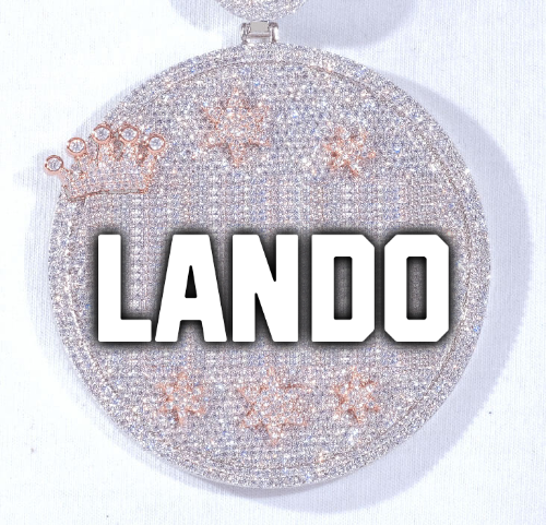 CUSTOM LETTER NECKLACE 3D BIG CROWN DISC