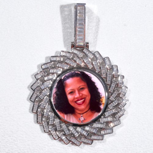 Large 3D Baguette Custom Picture Pendant