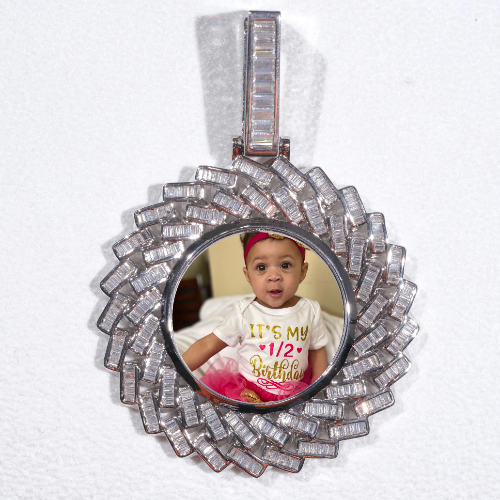 Large 3D Baguette Custom Picture Pendant