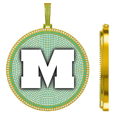 CUSTOM LETTER NECKLACE 3D BIG DISC