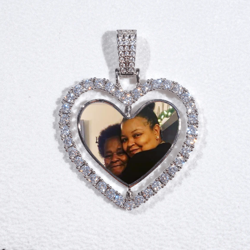 3D Spinning 2-Faced Heart Custom Picture Pendant