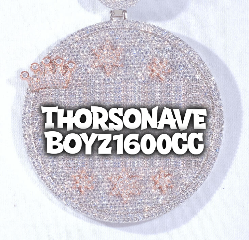 CUSTOM LETTER NECKLACE 3D BIG CROWN DISC