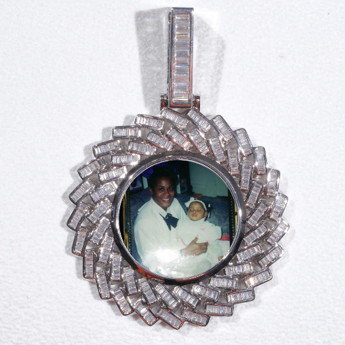 Large 3D Baguette Custom Picture Pendant