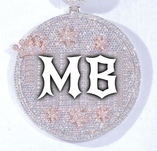 CUSTOM LETTER NECKLACE 3D BIG CROWN DISC