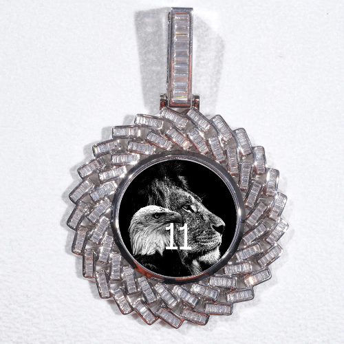Large 3D Baguette Custom Picture Pendant