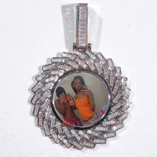 Large 3D Baguette Custom Picture Pendant