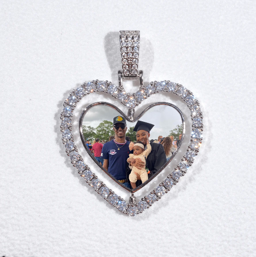 3D Spinning 2-Faced Heart Custom Picture Pendant