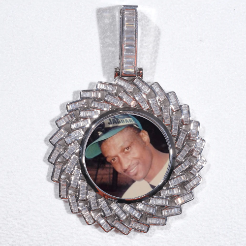 Large 3D Baguette Custom Picture Pendant